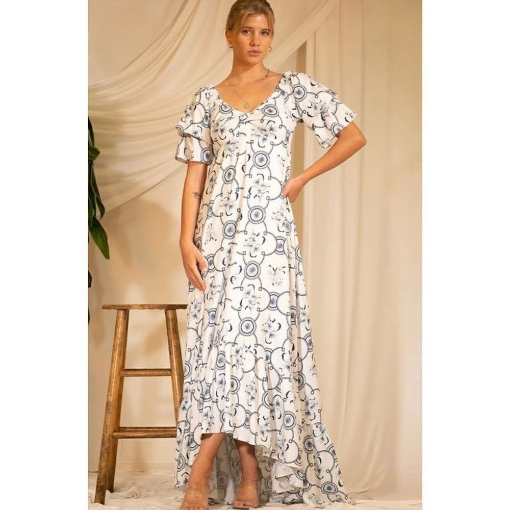 Mulla Off the Shoulder Twist Front Floral Maxi Dress‎ Size S